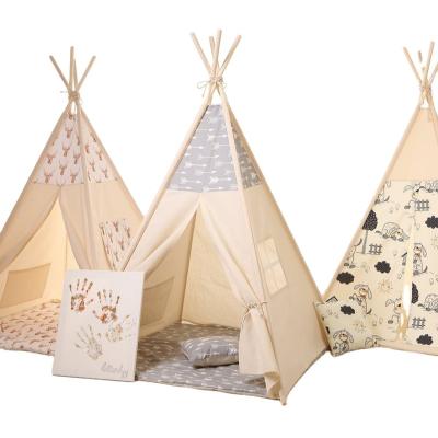 China Toy Cloth Cotton Canvas Tent soft set teepee kids teepee kids pee pee for sale