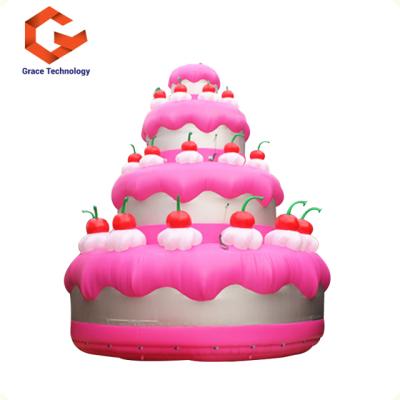 China Cool Custom Advertising Cake Model Led Lighting Inflatable Giant Inflatable Cake For Party Decoration for sale