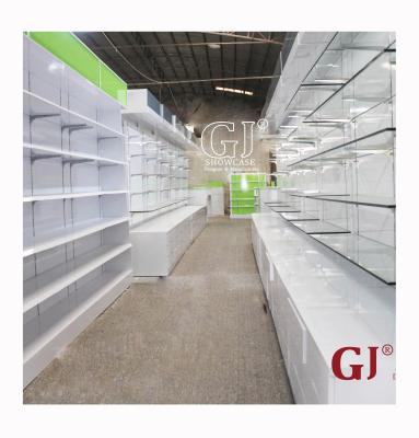 China Wooden Custom Medical Store Modern Customized Glass Counter Pharmacy Shelves Decoration Chain Medical Retail Pharmacy Store Interior Design for sale