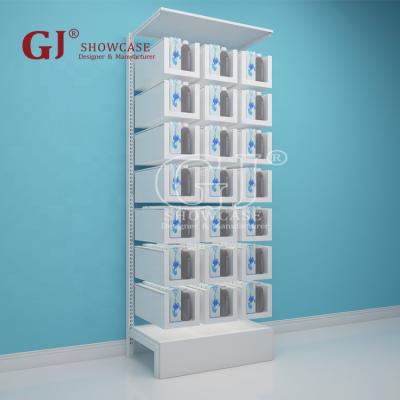 China Modular Pharmacy Metal Free Standing Display Medical Storage Solutions Shop Layout Design Services Pharmacy Wall Shelving for sale