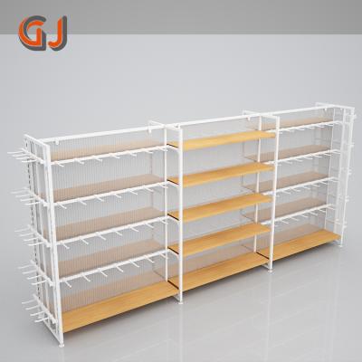 China Japanese Supermarket Gondola Corrosion Protection Gondola Fashion Shelving Steel And Wooden Display Guangjia Factory for sale