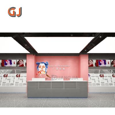 China Double Sides Shape Design Showcase Makeup Display Stand Holder Cosmetics Shows Futniture Cabinet For Sale for sale