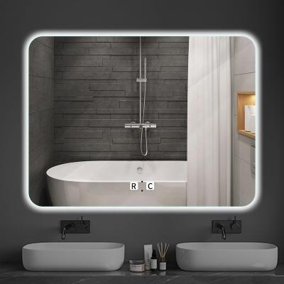 China Rongchang IP44 Water Wall Hanging Mirror Inch Waterproof Led Waterproof Smart Bathroom Led Backlit for sale