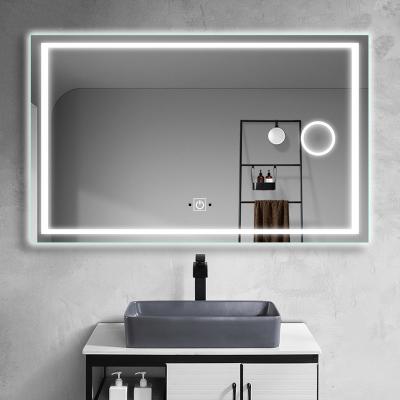 China 2022 New Arrival Bright Battery Operated Led Bathroom Mirror Light Led Bathroom Mirror With Time Display Blue-tooth for sale