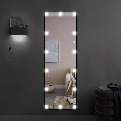 China Bright High Quality Full Body LED Bulbs Mirror With 3 Color Mode Dimmable And Wall Mount Light Lean Against Walls for sale