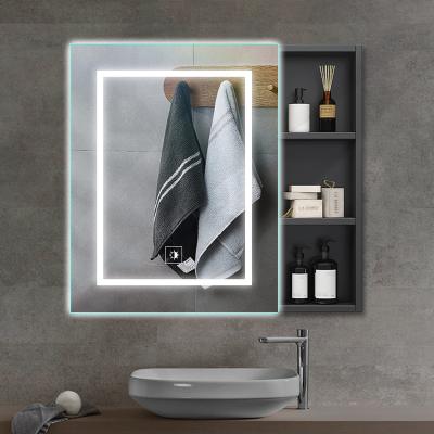 China Rongchang Illuminated IP 44 Waterproof Led Strip Switch Luxury Single Door Open Smart Bathroom Mirror Cabinet With Light for sale