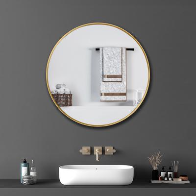 China Hot Selling Decorative Illuminated Gold Metal Frame Bathroom Wall Mirrors With Alum Metal Frame for sale