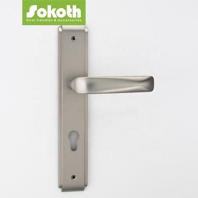 China Modern design traditional luxury black nickel, zinc alloy cp door plate handle set for sale