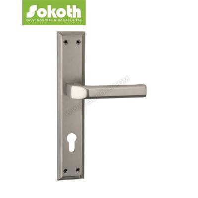 China Modern design traditional luxury black nickel, zinc alloy cp door plate handle set for sale