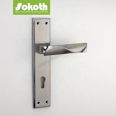 China Modern design traditional luxury black nickel, zinc alloy cp door plate handle set for sale