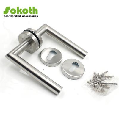 China Industrial Cheap Door Stainless Steel Tube Hollow Door Lever Handle For Door for sale