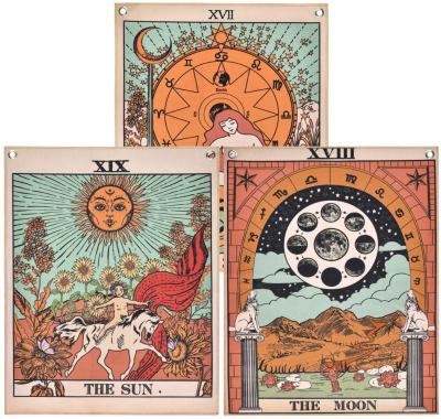 China Wholesale Custom Printed Classic Pattern Tarot Tapestry The Moon The Star The Sun Tarot Tapestry For Bedroom for sale