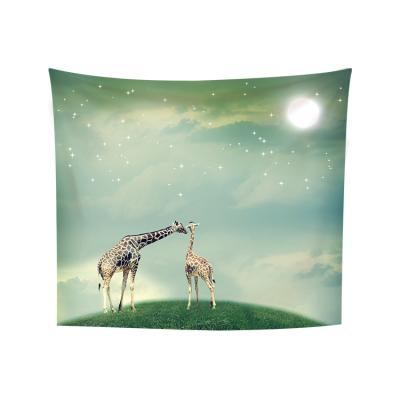 China Cute Giraffe Tapestry Classic Watercolor Tapestry Giraffe Animal Background for Kids Bedroom Living Room Dorm Party Decor for sale