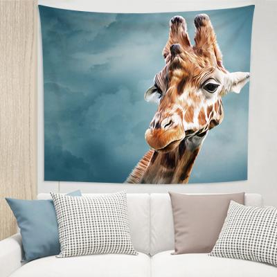 China Fantasy Sunset Nature Scener Design Large Wildlife Classic African Grassl White Customize Giraffe Tapestry for sale