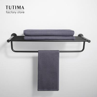 China Sustainable Tutima SUS 304 Stainless Steel Bathroom Hardware Set Black Matte Paper Towel Holder Toothbrush Holder Bathroom Accessories for sale