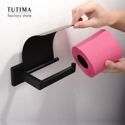 China Tutima Matte Black SUS 304 Stainless Steel Modern Towel Ring Rack Bathroom Accessories Toilet Paper Roll Holder for sale