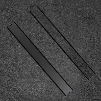 China Modern Bathroom Deodorizer Stainless Steel Strip Rectangular Lengthened Invisible Black Floor Drain Long for sale