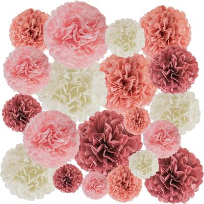 China Festival Decoration 20-Piece Paper Party Kit Tissue Pom Pom Decorations for Birthday Party Decorations Bridal Shower Bachelorette for sale