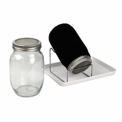 China Freshness Preservation 2 Pack 1000ml Blackout Socket Holder Tray and 316 Stainless Steel Lid Seed Germination Glass Jar for sale