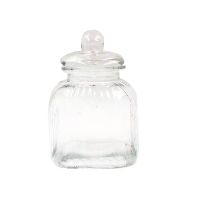 China Large Sustainable Glass Food Storage Container 100 fl oz Square Storage Glass Jar With Glass Lid 3000ml for sale