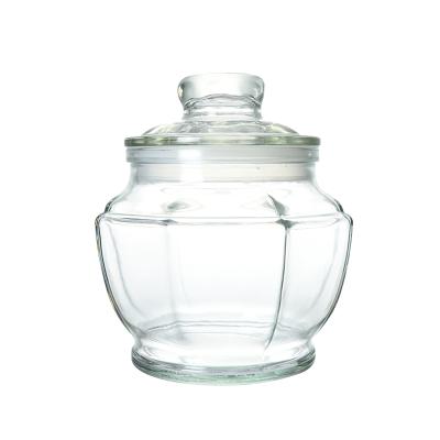 China Kitchen Food Storage Containers Food Grade Hexagon Glass Jars With Lid Glass Storage Jar Jam Glass Jar for sale