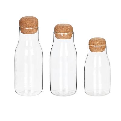 China Best Eco-Friendly Sustainable High Quality Kitchen Set Food Storage Container Borosilicate Glass Storage Jar With Cork Lid for sale