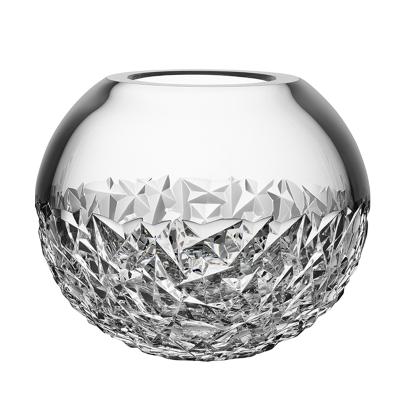 China Round shape home office decoration minimalist thick-walled crystal glass transparent flower vase for sale