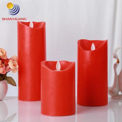 China Flameless Red Pillar Led Electric Moving Wick Citronella Religious Flameless Candle Set for sale