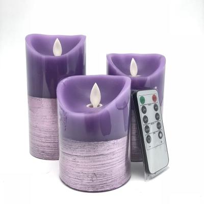 China ODM OEM Paraffin Wax Movable Flameless Wick LED Candle Purple Drawing Candle for sale