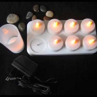 China BSCI Flameless Shanhuang With 8pcs PP Cup Set Candle Tea Light Rechargeable Flameless LED Candle for sale