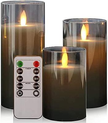 China Factory Wholesale Birthdays Moving 3D Flame Battery Operated Warm Light In Glass LED Flameless Candle for sale