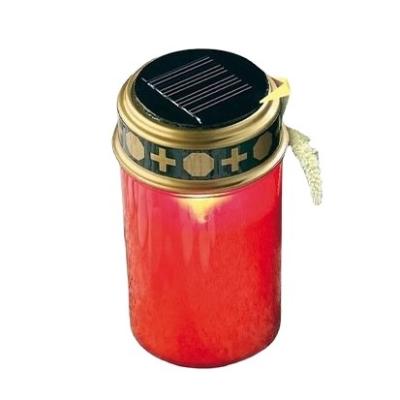 China Flameless Electric Oudoors Solar Lamp For Church Red Candle Decorations Cemetery Solar Powered LED Grave Lights for sale