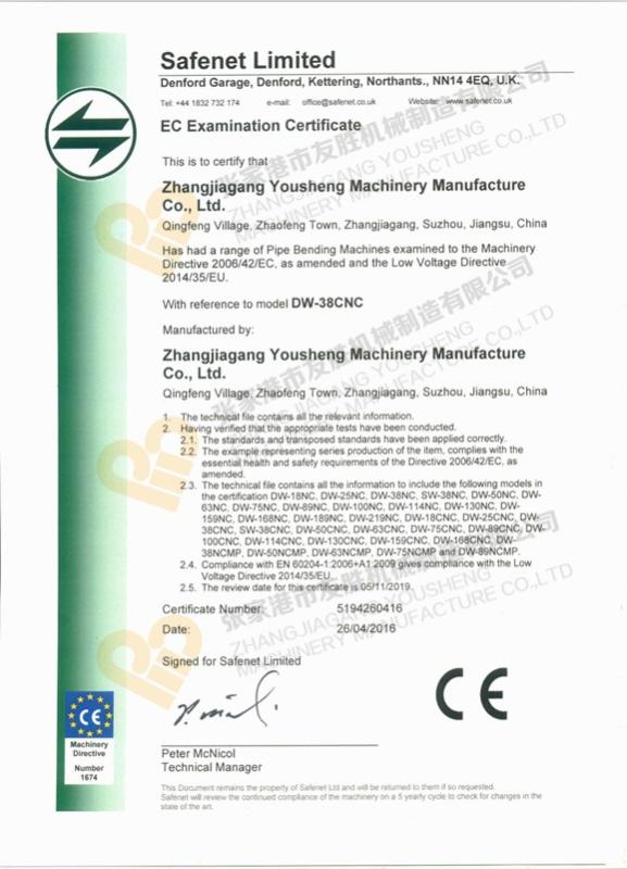 CE - Zhangjiagang Yousheng Machinery Manufacture Co., Ltd.