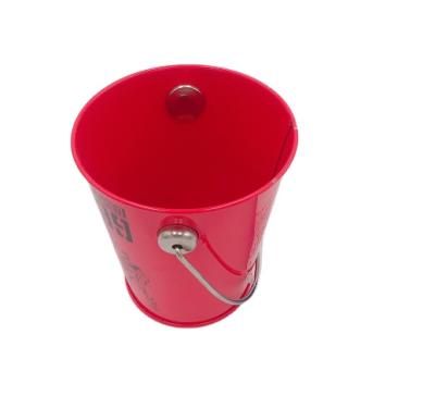 China Red Handle Box Handle Empty Whiskey Bucket Food Tin Box Metal Box for sale