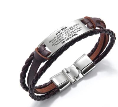 China European and American fashion punk leather bracelet, stainless steel bracelet for sale