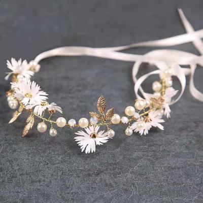 China Handmade Bridal wedding ha long hair accessories factory outlet ALLOY flower wedding party gold sweet red bridal series headdress for sale