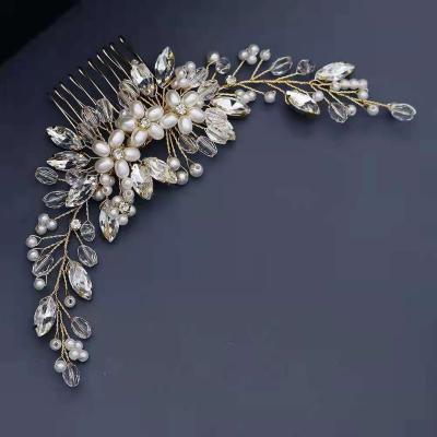 China High Quality Handmade Crystal Floral Acrylic Pearl Fancy Wedding Design Ebay Bridal Hair Comb for sale