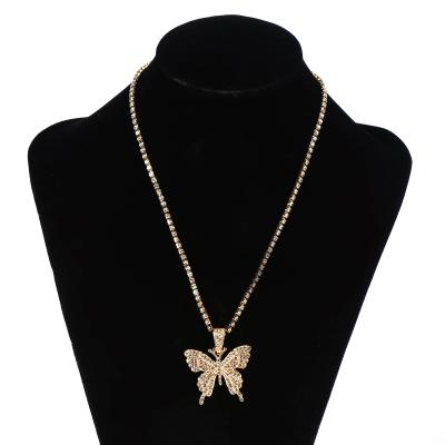 China Autumn And Winter TRENDY Necklace for Women Fashion Alloy Creative Crystal Zircon Butterfly Pendant Acrylic Necklace for sale