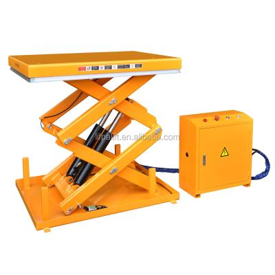 China Building Material Shops 1000kg Double Electric Hydraulic Scissor Lift Platform For Sale for sale