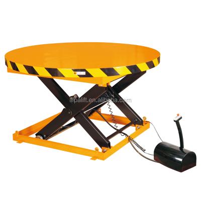 China Building Material Shops Hydraulic Lift 1000kg Pallet Jack Scissor Type Round Rotating Table for sale