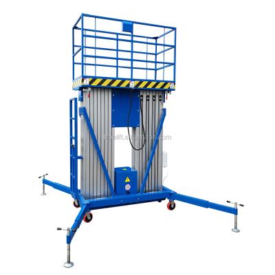 China Portable 200kg Hotels Electric Staff Lift Hydraulic Mast Lift Aluminum Platform for sale