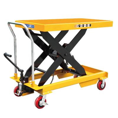 China Building Material Shops 1500kg Heavy Duty Movable Scissor Platform Portable Manual Hydraulic Elevating Trolley for sale