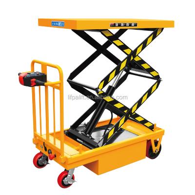 China Building Material Stores 500kg Manual Ladder Scissor Lift Cart Hydraulic Scissor Platform for sale