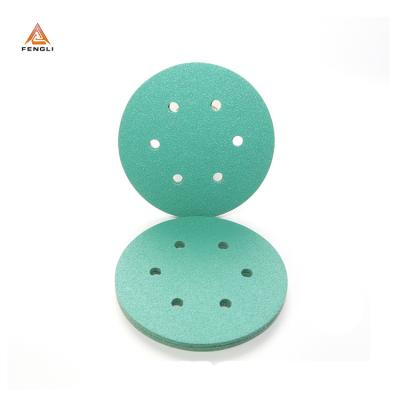 China Durable hook and loop high quality green film base backing sanding discs for car/steel aluminum alloy for sale