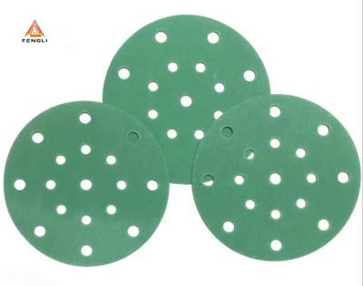 China Durable Waterproof Green Film 15holes Aluminum Oxide Sanding Disc, 150mm for sale