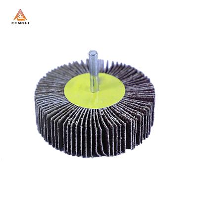 China Surface Polishing 1inch *1inch*1/4inch, P60 Aluminum Oxid Mounted Fin Wheel With Axle for sale