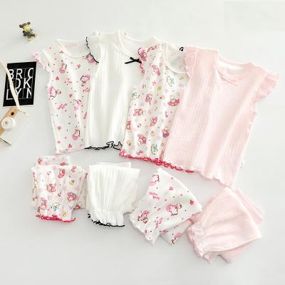 China Casual 100%cotton Girls Dressing Sets 2pcs Children Girls Sleepwear Cotton Children Pajamas Set for sale