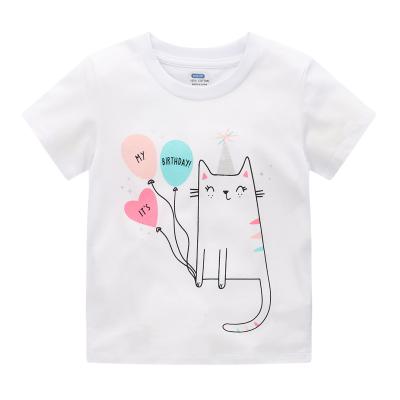 China Breathable Hot Selling Children Summer Wear Cute Girls Printing 100%cotton Short Sleeve Children Girls T-shirt 2T-7 Years for sale