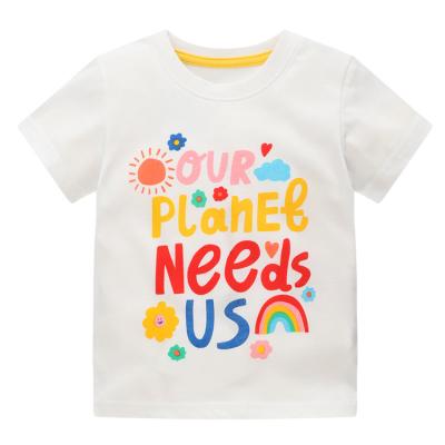 China Wholesale New Style Children Girls Summer Cotton Letter Print Breathable Children Clothing Girls T-shirt for sale