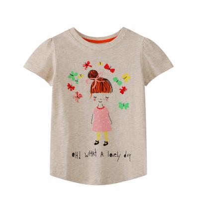 China Lovely Breathable Cute Print Summer Fashion Little Girls Clothing Cotton Girls T-shirt for sale